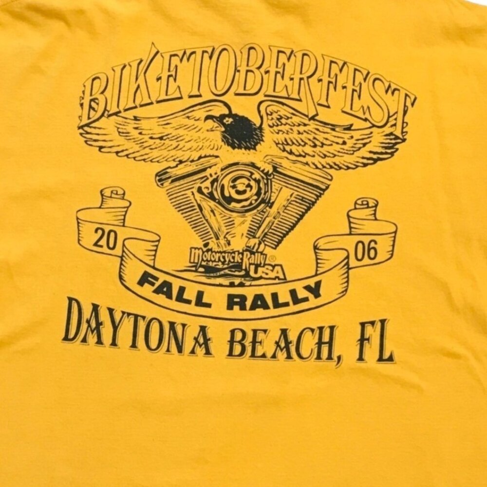 Cotton Heritage Biketoberfest Fall Rally Tshirt 2XL Yellow 2006 Daytona Beach FL